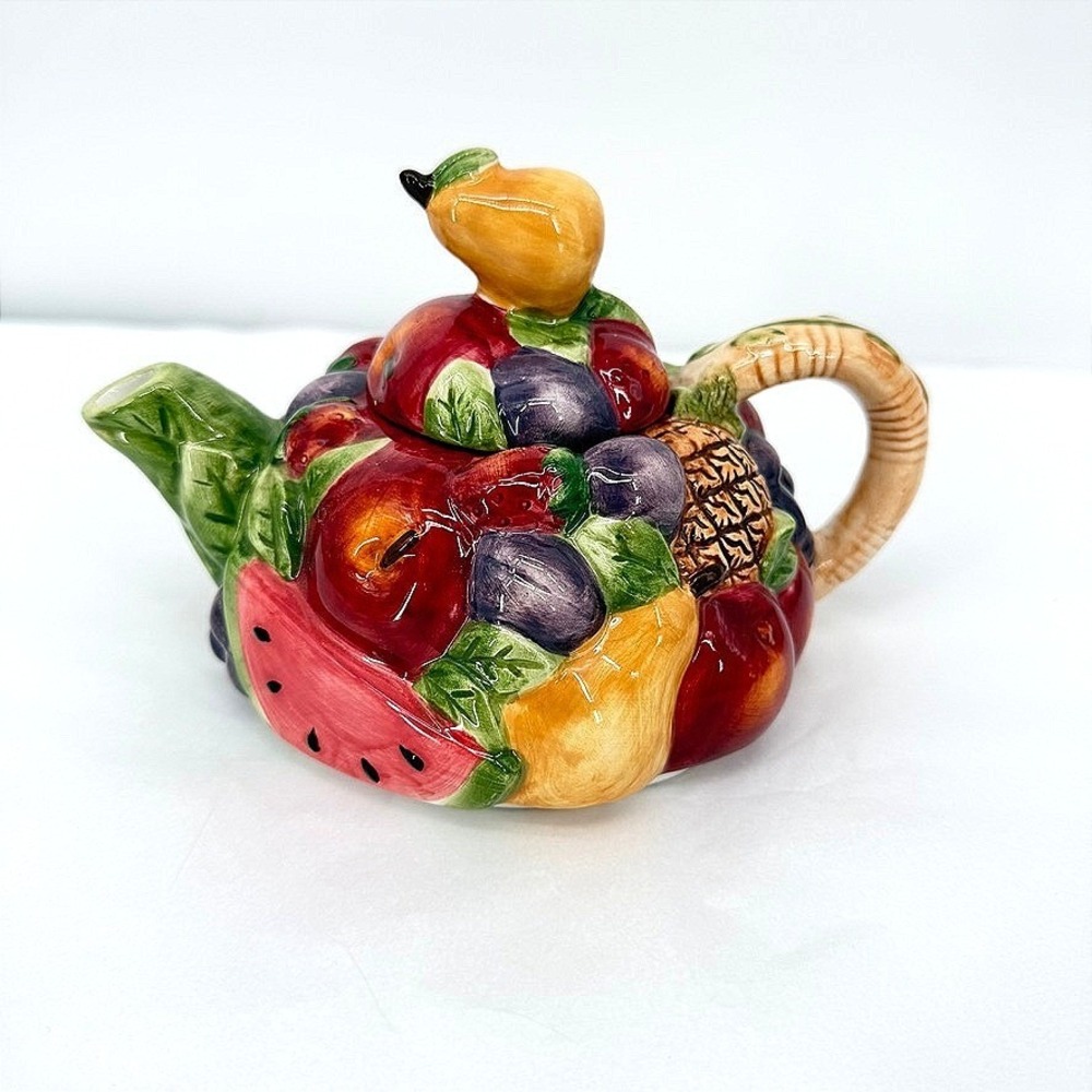 Susan Winget JCPenney Fruit Teapot Colorful Cottagecore Maximal Ceramic Decor